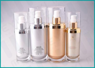 China 70 ML 130 ML Oval Shape Cosmetic Serum Bottle ，Silver / Gold Airless Cosmetic Bottles for sale