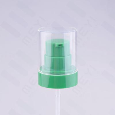 China 20mm Outer Spring Treatment Pump Green Plastic Cream Bottle Pump With AS Overcap for sale
