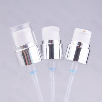 China Pp Cosmetic Treatment Pump Spray Pump With Cap , 18/410 Silver Aluminum Cream Pump for sale