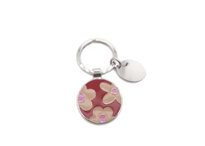 China Flower Pattern Cute Metal Keychain Custom Color Filling Key Holder for sale
