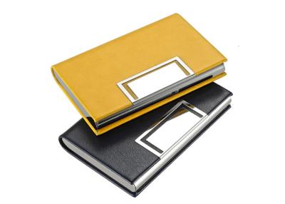 China Luxury PU Leather Magnetic Name Card Holder Debossing Logo Metal Card Case Wallet for sale
