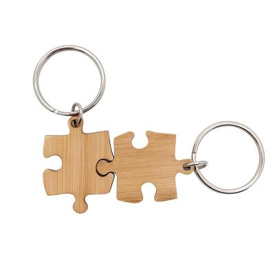 China Bamboo Wooden Matching Puzzle Keychain Engraving UV Printing for sale