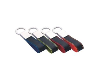 China Stitch Metal Snap Hook Key Ring 7mm Debossing Leather Car Key Holder for sale