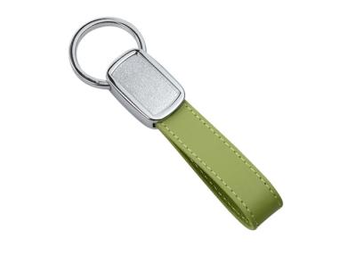 China Debossing Tape Green PU Leather Key Chains Strap Epoxy Doming for sale