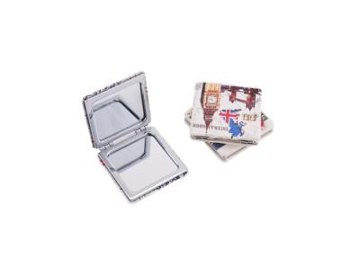 China Quadrat-doppelter kosmetischer Taschen-Spiegel Mini-ABS Andenken-Geschenk-Drucklogo zu verkaufen