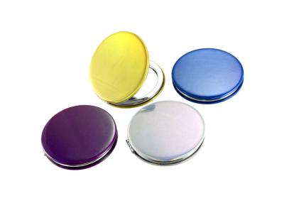 China Jelly Color PU Portable Makeup Mirror Round Ladies Handbag Mirrors Foldable for sale