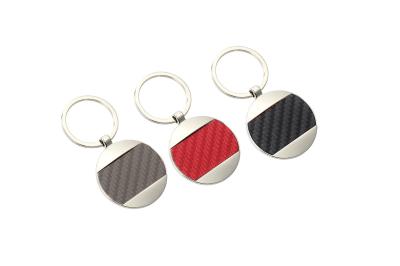 China Red Carbon Fibre Leather Key Chains 5mm Pantone Black Leather Key Holder for sale