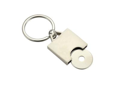 China Laser Engraving Metal Keychain Holder Square Shopping Trolley Token Keyring for sale