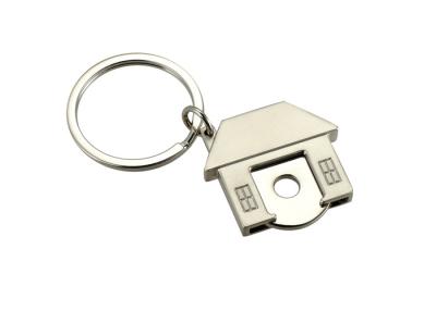 China Trolley Token Cute House Shape Keyring UV Printing Metal Key Ring Holder for sale