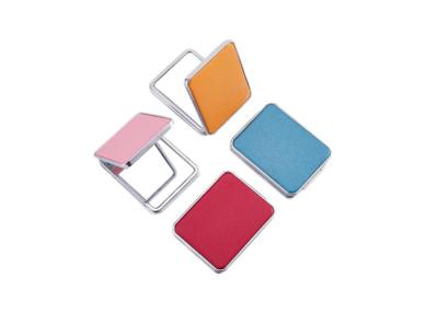 China Rectangular Foldable PU Cosmetic Pocket Mirror 11mm Thick Small Travel Mirror for sale