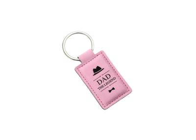China Rectangle PU Leather Key Chains Laser Logo 3mm Thick Vintage Leather Key Holder for sale