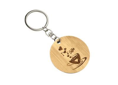China Bamboo Slice Cute Metal Keychain Round 32mm Flat Zinc Alloy for sale