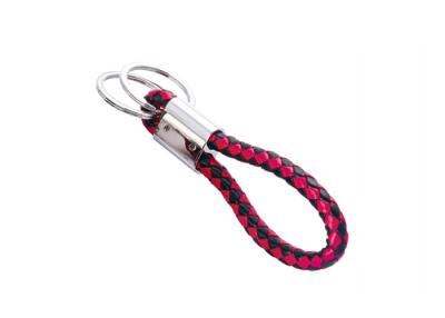 China Red Gift Cute Leather Key Chains 10mm PU Braided Rope Car Ornaments for sale