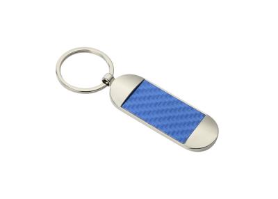China Ellipse Texture PU Leather Key Chains Holder Blue Souvenir Promotion for sale