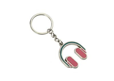 China Pink Headphone Iron Enamel Key Chains Mini Advertising Gift Keyring for sale