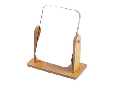 China Rotatable Rectangular Cosmetic Table Mirror Beech Wooden Desktop Mirror 9 X 24cm for sale