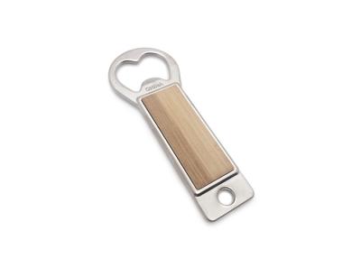China Personalized Rectangle Keychain Metal Bottle Opener Wooden Epoxy Doming Logo for sale