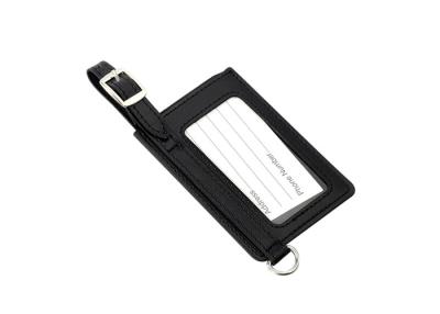 China Metal PU Personalised Leather Luggage Tags Rectangle Cool Metal Baggage Tag for sale