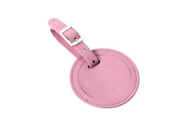 China PU Round Travel Luggage Tag With Buckle Strap Advertising Gift for sale