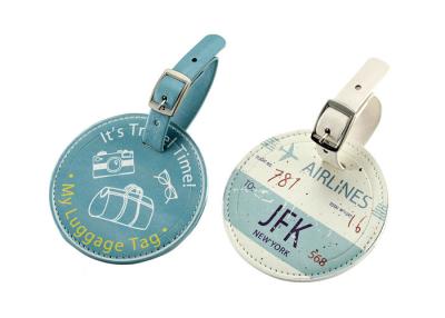 China Pantone Travel Baggage Tag Buckle Strap Printed Luggage Tags Round PU for sale