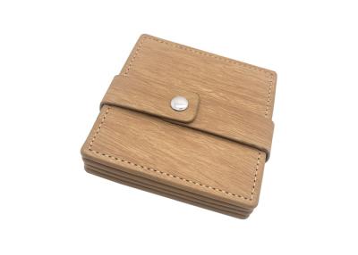 China Cup Glasses Square Leather Coasters Wood PU Leather Drink Coasters for sale