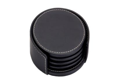 China 10x 4cm Round Leather Coasters Customized Cup Black Drink Coasters for sale