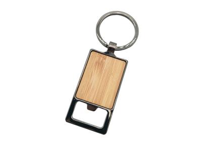 China Bamboo Metal Bottle Opener Multifunction Black Color With Zinc Alloy Keyring for sale