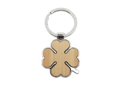 China Four Leaf Clover Cute Metal Keychain Metal Bamboo Eco Friendly Keyring for sale