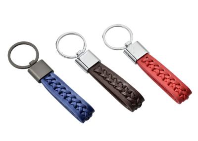 China Zinc Alloy PU Leather Key Chains Woven Lanyard Braided Rope Keychain for sale
