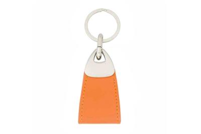 China Orange Color PU Leather Key Chains Sewing Personalized Custom Key Holder for sale