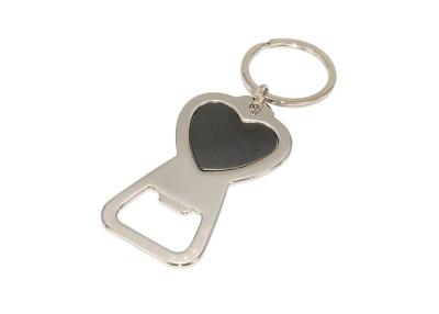 China Heart Shape Silver Metal Key Holder Keyring Bottle Opener Keychain à venda