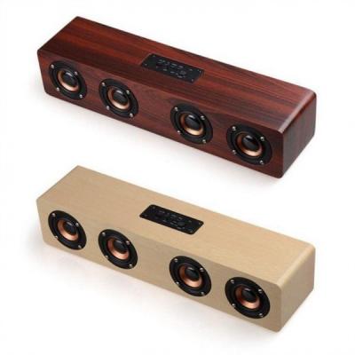 China 4000mah houten Draadloze HIFI de Sprekers Draagbare Muziek SoundBar AUX van Bluetooth Handsfree voor TV Te koop