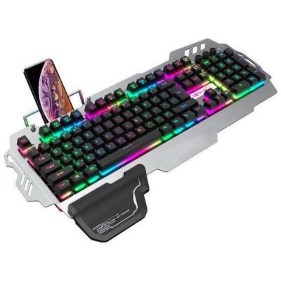 China Wired Gaming Mechanical Keyboard With a Mobile phone holder and Carpal support ,Extremely Fast Green shaft for sale