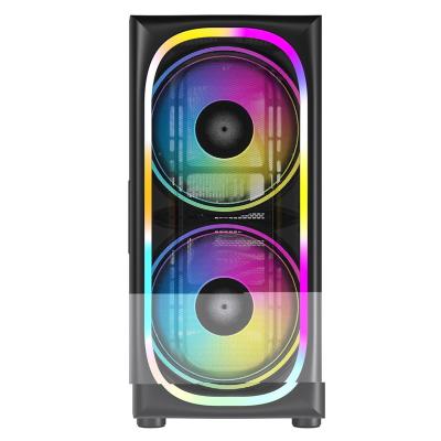 China ATX Chassis PC Gaming ARGB Acrylic Glass PC Case 2x200MM LED Lighting for sale