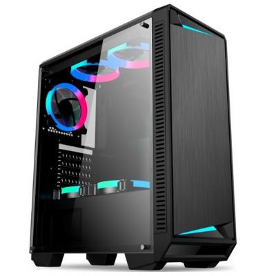 China MATX ABS SPCC Computer Cabinet RGB 5x12cm Fans Full Glass PC Case for sale