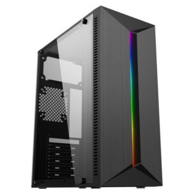 China Acrylic Panel ATX Computer Cabinet RGB Gaming PC Case Black Chassis Front ABS Panel With RGB Light Strip for sale