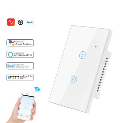 China Dimmable 2A WiFi RF Smart Switch 2gang Smart Light Switch Panel for sale