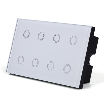 China 8 Gang Wifi Smart Wall Touch Switch 10A Alexa On Off Light Switch Waterproof for sale