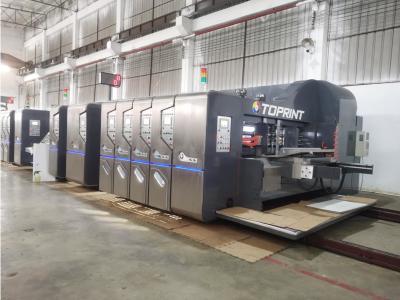 Κίνα Ζαρωμένος τροφοδότης τέσσερα ακρών μολύβδου μηχανών κατασκευής χαρτοκιβωτίων χρώμα Flexographic μηχανή εκτύπωσης προς πώληση