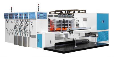China Gewölbte Farbe-Flexo-Druckmaschine der Papp-Vorderkanten-Zufuhr-vier zu verkaufen