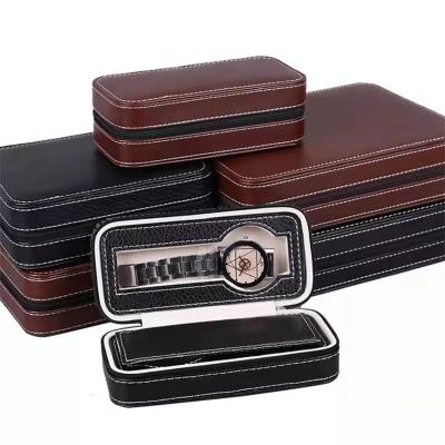 China Oem/Odm Small Zipper Luxury Watch Box Leather Material For Men for sale