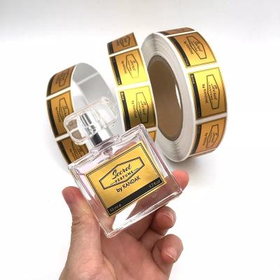 China Aluminium Goldfolie selbstklebender Aufkleber Parfümaufkleber Etikettenfolie gestanzt zu verkaufen