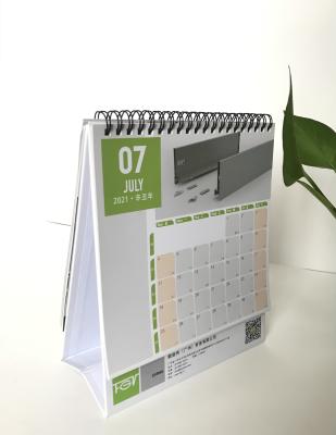 China A4 A5 Color Printable Desk Calendar Double Sided With 250g White Cardboard for sale