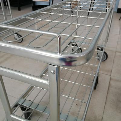 China Strong Frame Goods Logistics Trolley Chrome Plated Material Silver Color for sale