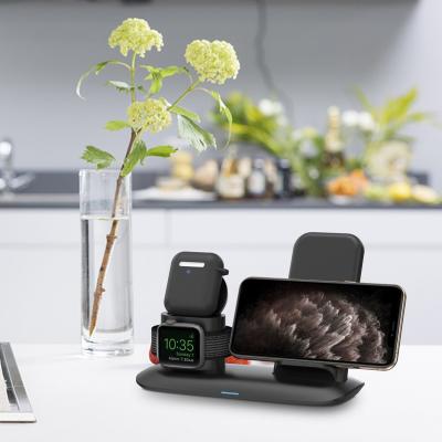 China 15w 10w 7.5w 5w Fast Charge Wireless Charging Stand 3 In 1 Double Coil for sale