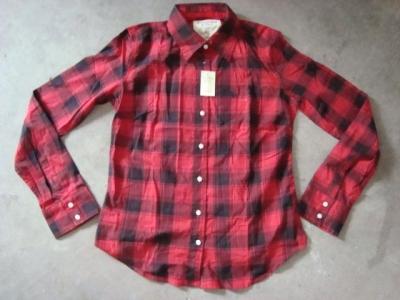 China 20K pcs Abercrombie & Fitch plaid pattern girl's shirt inventory ,women's Fall's slim-fit casual Tops for sale