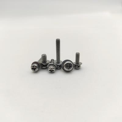 China Tornillos de cabeza redonda Phillips con arandelas de seguridad, zincados M4-M12 en venta