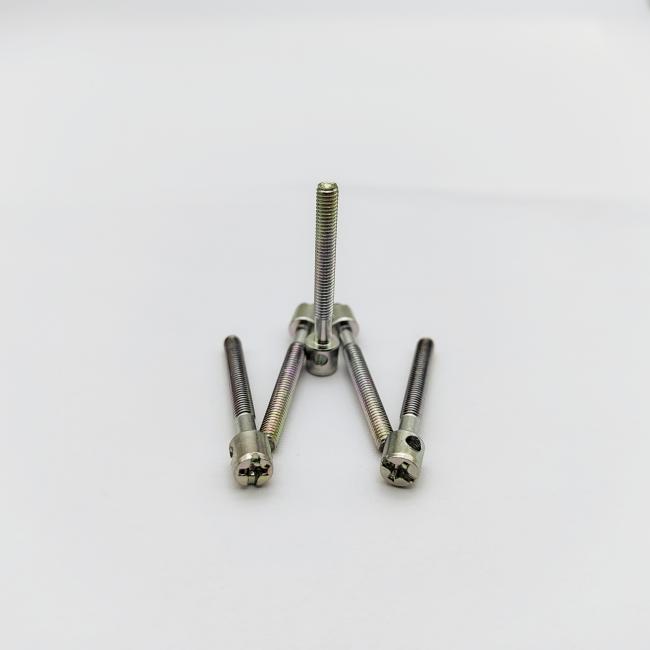 Close-up of 304 stainless steel electric meter screws with tamper-proof heads