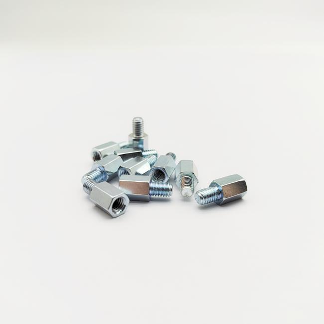 Assorted hex standoff screws showing different sizes and configurations