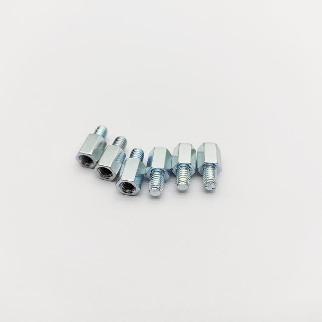 Blue-zinc plated hex standoff screws in various sizes